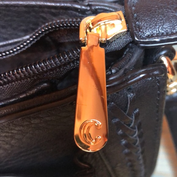 Black Leather Crossbody with Front Tassel - Picture 11 of 15